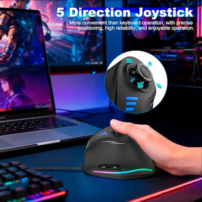 TRELC Wired Gaming Mouse with 5 D Rocker, 10000 DPI/11 Programmable Buttons, Vertical Ergonomic Mouse with On-Board Memory, Optical Computer Mice for PC/Laptop/E-Sports/Gamer - color: Wired, 10000 DPI
