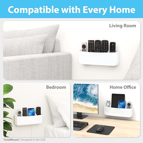 TotalMount Drop-Free Remote Holder – Removable Adhesive Strips – Pro White | Designed in the USA – Simply Put the Remotes In – No Tricky Magnet Alignment Needed (Holds 5 or 6 Remote Controls) - color: For 5 or 6 Remotes – Premium White