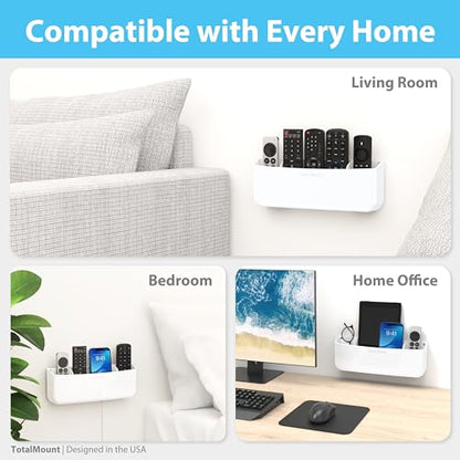 TotalMount Drop-Free Remote Holder – Removable Adhesive Strips – Pro White | Designed in the USA – Simply Put the Remotes In – No Tricky Magnet Alignment Needed (Holds 5 or 6 Remote Controls) - color: For 5 or 6 Remotes – Premium White