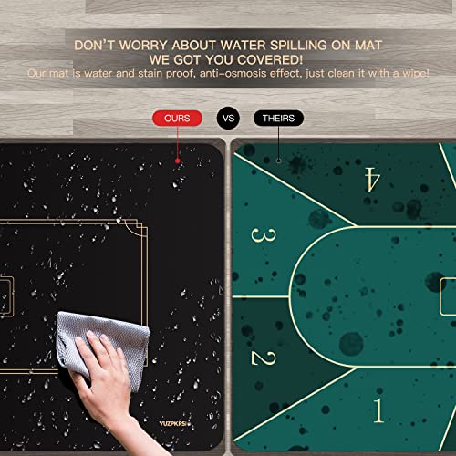 YUZPKRSI Texas Hold'em Poker Mat, 6 Players Poker Table Mat Water Repellent, Portable Poker Table Top Topper with Thicken Carrying Bags for Poker Games, Blackjack, Casino, 47 x 24 Inch - color: 47 X 24 Inch Black