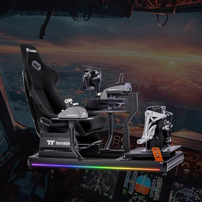 Thermaltake GF500 Flight Simulator Cockpit, Compatible with Thrustmaster-Logitech-Turtle Beach-Virtual Fly-VKB-Virpil-Winwing, Pedals and Controls not Included, PC & Console, Black, GSC-F50-CPASBB-01