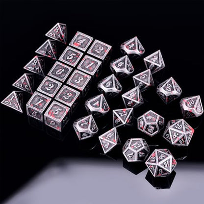 Extended Metal Dice RPG Set | 31 Piece Polyhedral Dice for DND5E Tabletop Role Playing Adventure Games (Iron Red) - color: Iron Red