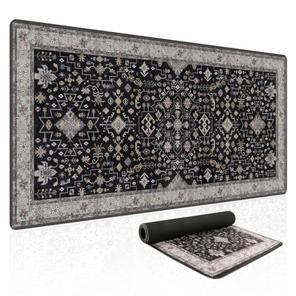 Baziabbo Black Desk Mat,XXL Extended Large Mouse Pad,Gaming Mousepad with Stitched Edge,Non-Slip Rubber Base Keyboard Desk Pad for Home Office Study Game (Black) - color: Black