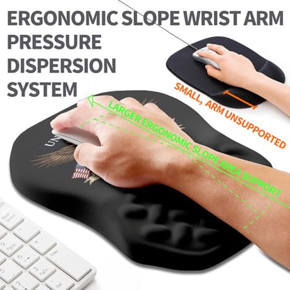 Ergonomic Slope Mouse Pad Wrist Support, Wrist Rest Mousepad for Carpal Tunnel Pain Relief with Massage Bulge and Slow Rebound Memory Foam (12x8 inch, 250th Anniversary) - color: AM040-250th anniversary