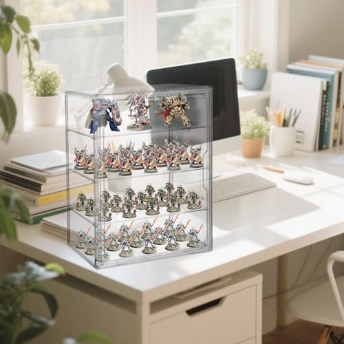 Clear Acrylic Miniature Storage Case Stackable Miniature Carrying Case for Collectibles Transport Action Figure Display case with Magnetic Door for Warhammer 40k Miniatures,Death Guard 40k