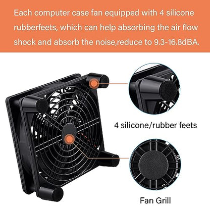 Quiet 120mm Router Fan Cooler with L/M/H 3-Degree Speed Controller, DC 5V USB Powered Cooling Case Fan for Router Modem Receiver DVR PlayStation TV Box - size: 1Pcs 120mm