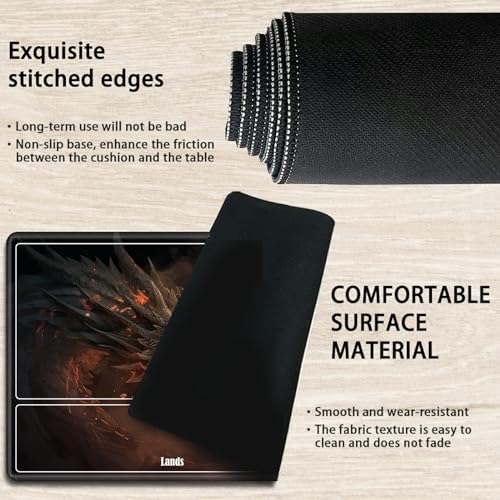 Board Game Mat TCG Playmat Plus 50 Pcs Card Sleeves, 24 x 14 inches Table Mats Games Mousepad with Zones Smooth Surface for MTG RPG CCG Trading Card Game Play Mats, Fierce Fire Dragon - color: Fierce Fire Dragon, size: Zone 1