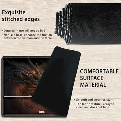 Board Game Mat TCG Playmat Plus 50 Pcs Card Sleeves, 24 x 14 inches Table Mats Games Mousepad with Zones Smooth Surface for MTG RPG CCG Trading Card Game Play Mats, Fierce Fire Dragon - color: Fierce Fire Dragon, size: Zone 1
