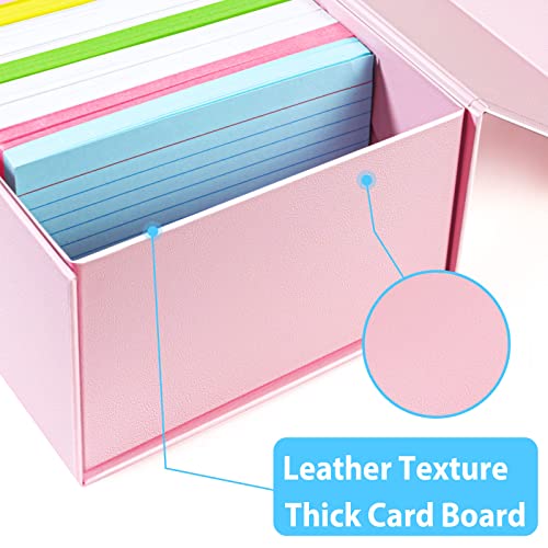 Harhana 3x5 Index Card Holder Pink Card File Box Organizer, Hold 1200 3x5-Inch Flash Cards- 1 Pack Pink - color: Pink