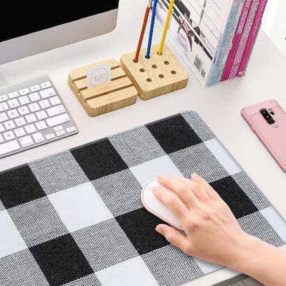 Black Buffalo Plaids Desk Mat Black XL Mouse Pad Large Full Desk Mousepad Gaming Extended Keyboard Mouse Mat Desk Pad for Computer Laptop 31.5''X11.8'' Non-Slip Rubber Base with Stitched Edges - color: Black Buffalo Plaids