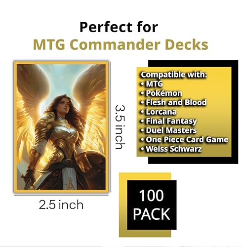 Angel Warrior Card Game Sleeves – 100 Pack – Compatible with MTG – Perfect for Magic The Gathering Commander Decks Like Giada, Font of Hope, Avacyn, LIESA & Aurelia - color: Angel Warrior