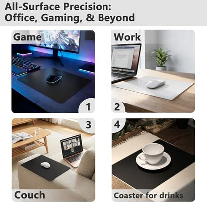 Glass Gaming Mouse Pad, Hard Mousepad for Gaming, 15.7” x 11.8” Ultra-Smooth Micro-Etched Surface Mousepad, Improved Precision & Speed, Anti-Slip Base, Black - color: Black, size: 15.7L x 11.8W inches