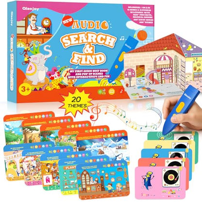 Interactive Search and Find Activity Books for Kids Ages 3-5, Toddler Travel Games Toys for Car Airplane, Road Trip Activities for Kids 4-8, Educational Preschool Learning Toys Gift with a Talking Pen - style: Search and find