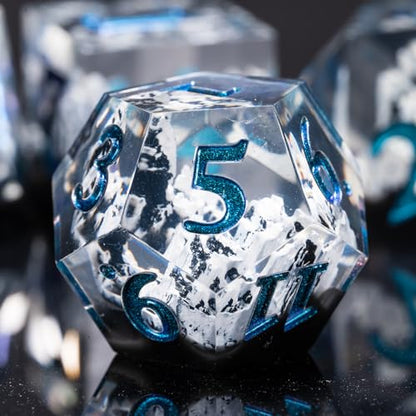 DND Sharp Edge Resin Dice,Mountain RPG Dice, 7 Piece Role Playing Dice Set for Dungeons and Dragons for 15 Years and Up