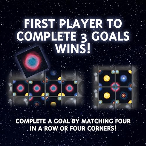 Four Corners Galaxy, Tile Placement Strategy Board Game, 1-6 Players | Pattern Matching, Tip-Pivot Board, 78 Puzzle Tiles, 20-40 Minutes, For Ages 8+
