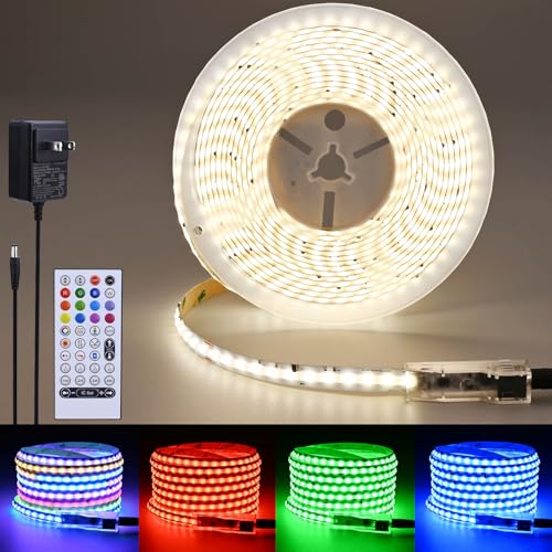 RGBW IC COB LED Strip Kit Natural White 4000K 16.4FT 24V 480LEDs/M | WS2811 IC Addressable Music-Sync Dimmable Color Changing Multicolor RGB+NW LED Tape Kit for Bedroom Gaming Room Party Lights - color: RGBW+IC+4000K