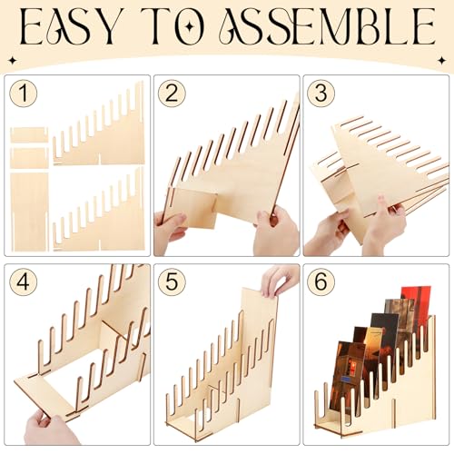 1 Pc Greeting Card Display Stand 10 Slot Wooden Sticker Display Stand Tabletop Postcard Greeting Card Holder Postcard Rack for Brochure Sticker Photo Table Retail Counter Desk Natural Color