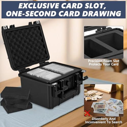 Graded Card Case - IP67 Waterproof Storage Box for Sports Trading Cards | Graded Card Carrying Case Storage Box for 40+ CSG, BGS, SGC, Top Loaders Graded Sports Trading Cards with 4 EVA Foam - size: M (holds 40+ Graded Cards--waterproof)