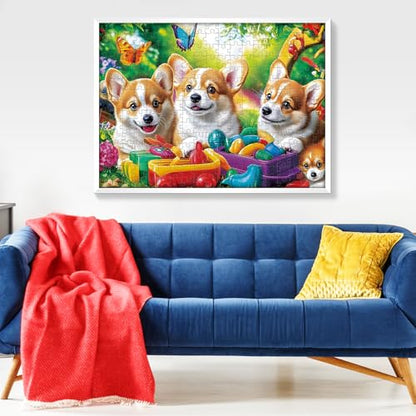 300 Pieces Dog Puzzles for Adults, Puppy and Toys Puzzle for Adults Children Seniors, Retro Style Puzzle 300 Pieces, Gift for Birthday, Home Decor, Fun for Family Entertainment(20.5 * 15 in) - style: Happy Dogs