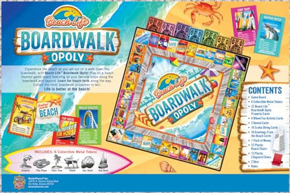 Beach Life Boardwalk Opoly - Premium Quality, Educational, and Fun Activity for Kids and Families - Great Gift Idea for Holidays, Birthdays, and Everyday Playtime – Classic Style Board Game - color: Beach Life