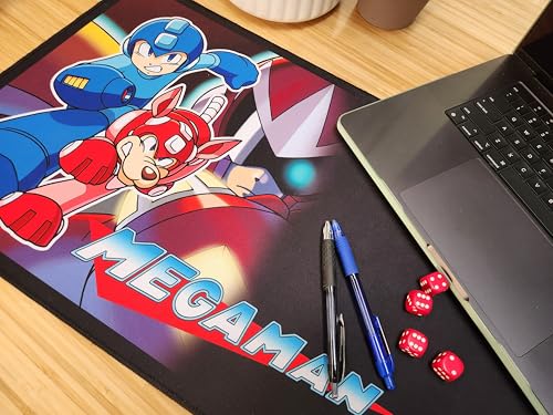 KESS: Mega Man Playmat - KV3 - 23.75 x 13.5 Neoprene, Non-Slip, Tabletop Accessory, Comfort Protection Surface, Card-Board-Dice-RPG Games, Mouse Pad