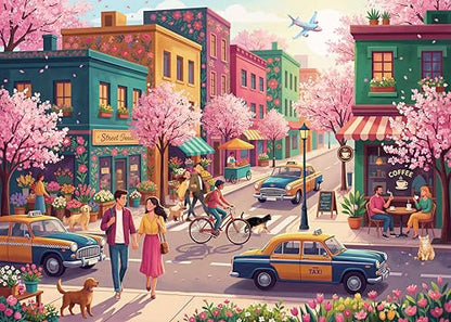 Nattork Jigsaw Puzzles 1000 Pieces for Adults, Families (Sakura Strasse) Pieces Fit Together Perfectly - color: Sakura Strasse