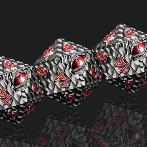 1 die Metal D20 DND Dice - Dragon Scale Metallic 20 Sided Giant Polyhedral Dice,35mm Large Dragon Eye Metal D&D Dice for Dungeons and Dragon Tabletop Game(Black Dragon Scale) - color: Black Dragon Scale