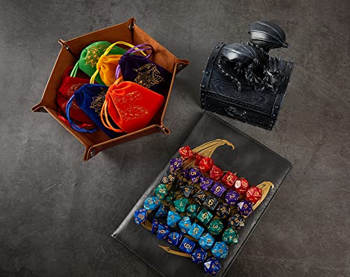 DND Dice Set 42 Pcs Polyhedral Dungeons and Dragons Rolling Dice for D&D RPG MTG Table Games Dice Bulk with Colorful Drawstring Bags and Dice Tray (Single) - color: Single