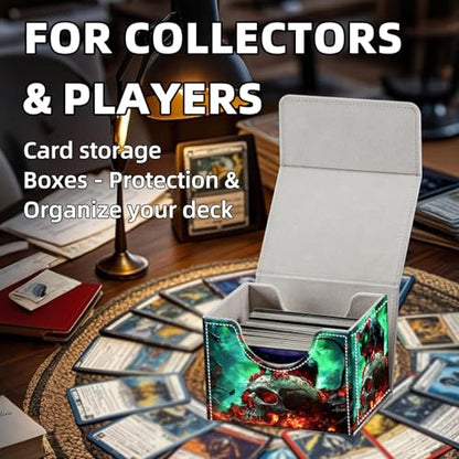 Trading Card Storage Box, Holds 100+ for MTG Cards, Premium PU Leather with Magnetic Closure, Black Rat On A Skull Durable Deck Box for Magic the Gathering, Trading Card Games - color: Black Rat On A Skull