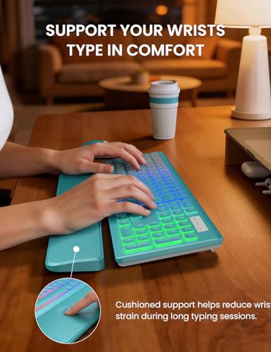 Wireless Keyboard and Mouse Combo, RGB Backlit, Rechargeable & Light Up Letters, Full-Size, Soft Typing, Sleep Mode, 2.4GHz Quiet Keyboard Set for Mac, Windows, Laptop, PC, Trueque KM42Pro | Light Up Letters, Full-Size, Soft Typing, Sleep Mode, 2.4GHz Qui