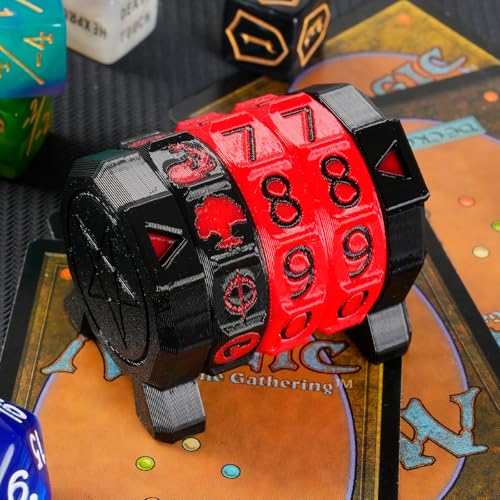 MTG Life Counter Wheel Health Tracker Gradient Game Counter for Board Game Compatible Table top Games with Magic Card Game Accessories CCG Creature Stats (Black with Red) - color: Black With Red