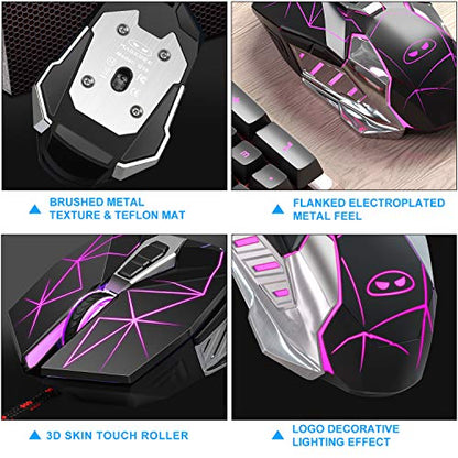 MageGee G10 Gaming Mouse Wired, 7 Colors Breathing LED Backlit Gaming Mouse, 6 Adjustable Speeds, Ergonomic Optical Computer Mouse with 7 Buttons for Windows PC Gamers - color: black