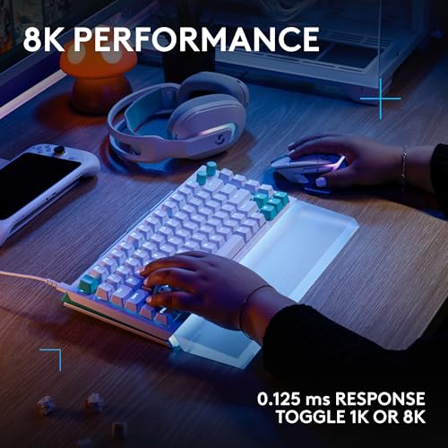 Logitech G512 X 75 TMR + Linear Switch Mechanical Gaming Keyboard - White | Hot-Swappable 9x TMR Rapid Trigger + Linear Mechanical Switches, Gasket, PBT Keycaps, <8K, LIGHTSYNC RGB, for PC & Mac - color: White, size: 75 percent, style: Linear Switches
