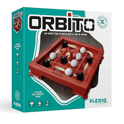 Orbito from Flex IQ, 2 Player Strategy Games for Family Gatherings, Great for Kids Games, Includes 1 Game Board with Orbito Button, 8 White Marbles and 8 Black Marbles - style: Orbito