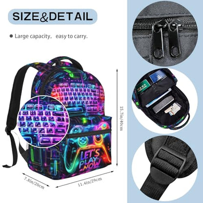 School Backpack for Boys- Video Game Backpacks Boys Backpack for Kids Children Teens Elementary Middle School - Students Bookbag Ages 6-18, Game Bookbag Travel Back Pack - color: Game