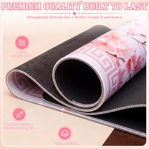 Thenshop Mahjong Mat Thickened Anti-Slip Game Mat with Drawstring Carrying Bag, 31.5" x 31.5" Waterproof Noise-reducing Table Cover for Mahjong, Poker, Card Games, Dominoes(Chinese Style) - style: Chinese Style