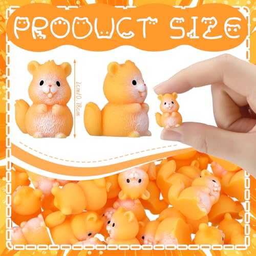 Seenelling 50 Pcs Mini Hamster Figures Bulk Resin Miniature Tiny Animals Figures Small Little Cute Hamster Home Decor for Cake Toppers Garden Decor Birthday Gift - style: Hamster