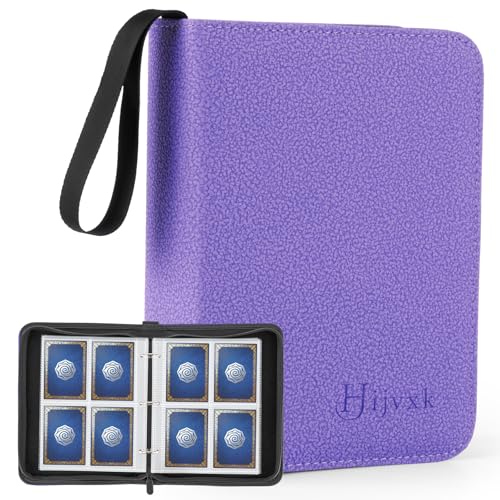 4 Pocket Card Binder for 400 Cards,Premium PU Zipper Card Collection Album,Wear Resistant & Matte Finish,Top Loader Card Collection Binder for YuGiOh,MTG,TCG,Game Cards & Sports Cards,Purple - color: Purple, size: 4 Pocket 400