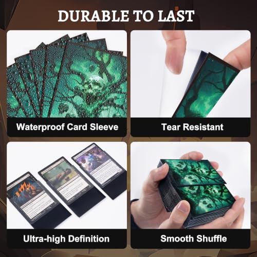 Kabinka MTG Card Sleeves - 100 Standard Size Pack Clear Front & Matte Finish Back with Skull Tree, Premium Sleeves for Magic The Gathering TCG