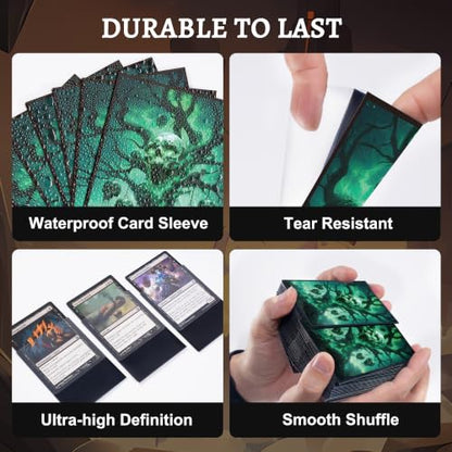 Kabinka MTG Card Sleeves - 100 Standard Size Pack Clear Front & Matte Finish Back with Skull Tree, Premium Sleeves for Magic The Gathering TCG
