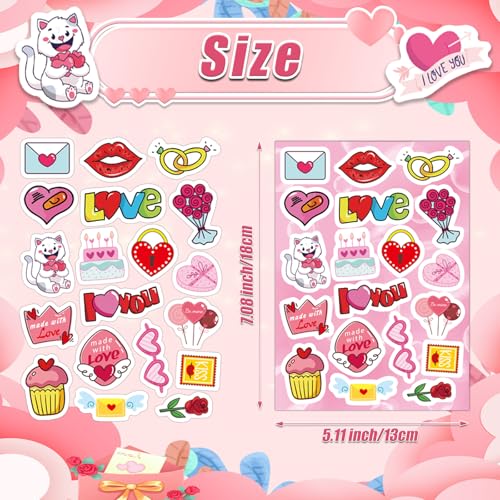 24 Sheets Valentine Stickers for Kids - 8 Diverse Valentines Love Stickers Designs - Valentine's Day Party Favors Crafts Gifts & Decorations Activities Supplies - style: Valentine's Day Party