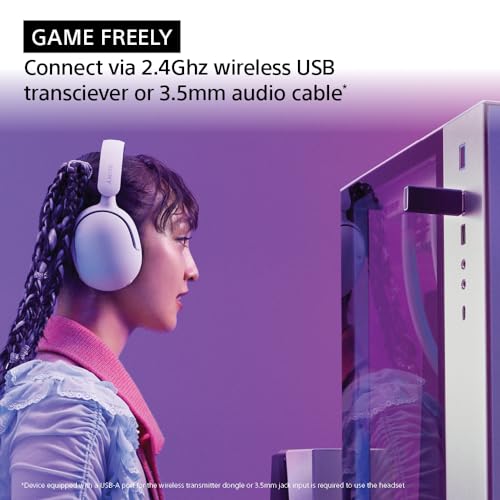 Sony INZONE H5 Wireless Over-Ear Gaming Headset PS5 Headphones, Black | Plug & Play, Personalized 360 Spatial Sound, For PC/PS5/Console, 28 Hr Battery, 2.4Ghz Wireless and 3.5mm Audio Jack - color: Black