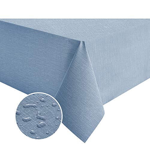 NLMUVW 42 Inch Square Vinyl Tablecloth, Small PVC Table Cloth Heavy Duty Table Cover Waterproof Wipe Clean for Kitchen Dining Picnic, Blue, 42 x 42 inch - color: Blue, size: 42" x 42" (Square)