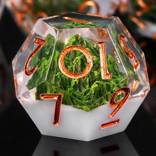 Natural Mountain Forest DND Dice Sharp Edge Handmade Dungeons and Dragon RPG Game Polyhedral Dice for Role Playing Game（Green） - color: Green-mountain
