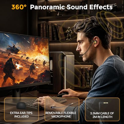 BlueFire Wired Gaming Earbuds with Mic, in-Ear Headphones with Deep Bass, Noise Isolating HiFi Earphones, 3.5mm Plug for PC PS5 Phone, Detachable Mic & Volume Control