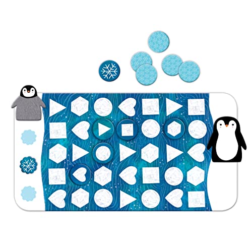 Mudpuppy Penguin's Iceberg Adventure Cooperative Game from Shape Matching Game with 1 Game Board, 2 Penguin Movers, 1 Snowflake Token, 29 Tiles & Wildlife Facts, Perfect for Family Game Night, 3++ - color: Penguin Iceberg