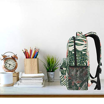 Tropical Palm Leaves Flower Backpacks Pink Florals School Book Travel College Shoulder Bag for Women Men Boys - color: Multi Pattern 6
