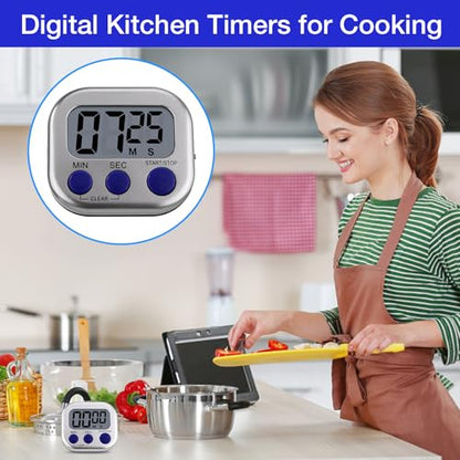 Leumoi 24 Pack Multi-Function Digital Timers with Magnetic Back, Large LCD Display, Loud Alarm, Count up & Countdown, Memory Function for Cooking, Classroom, Study, Exercise & Work(Sliver and Blue) - color: Sliver and Blue