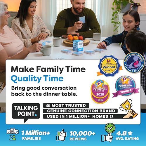 200 Family Conversation Cards for Kids, Teens & Adults - Question Card Game | Fun screen-free connection; dinner, road trip & gifts. Expert-created pack; 4 categories light to deep; Talking Point Cards