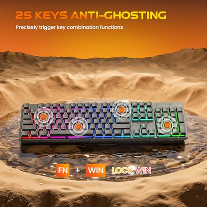 Redragon K521KS Wireless Gaming Keyboard, Tri-Mode BT/2.4G/USB-C RGB Mechanical Feeling Keyboard with Multimedia Keys, 4000mAh Battery, Anti-Ghosting, Compatible with PC - Upgrade - color: Black